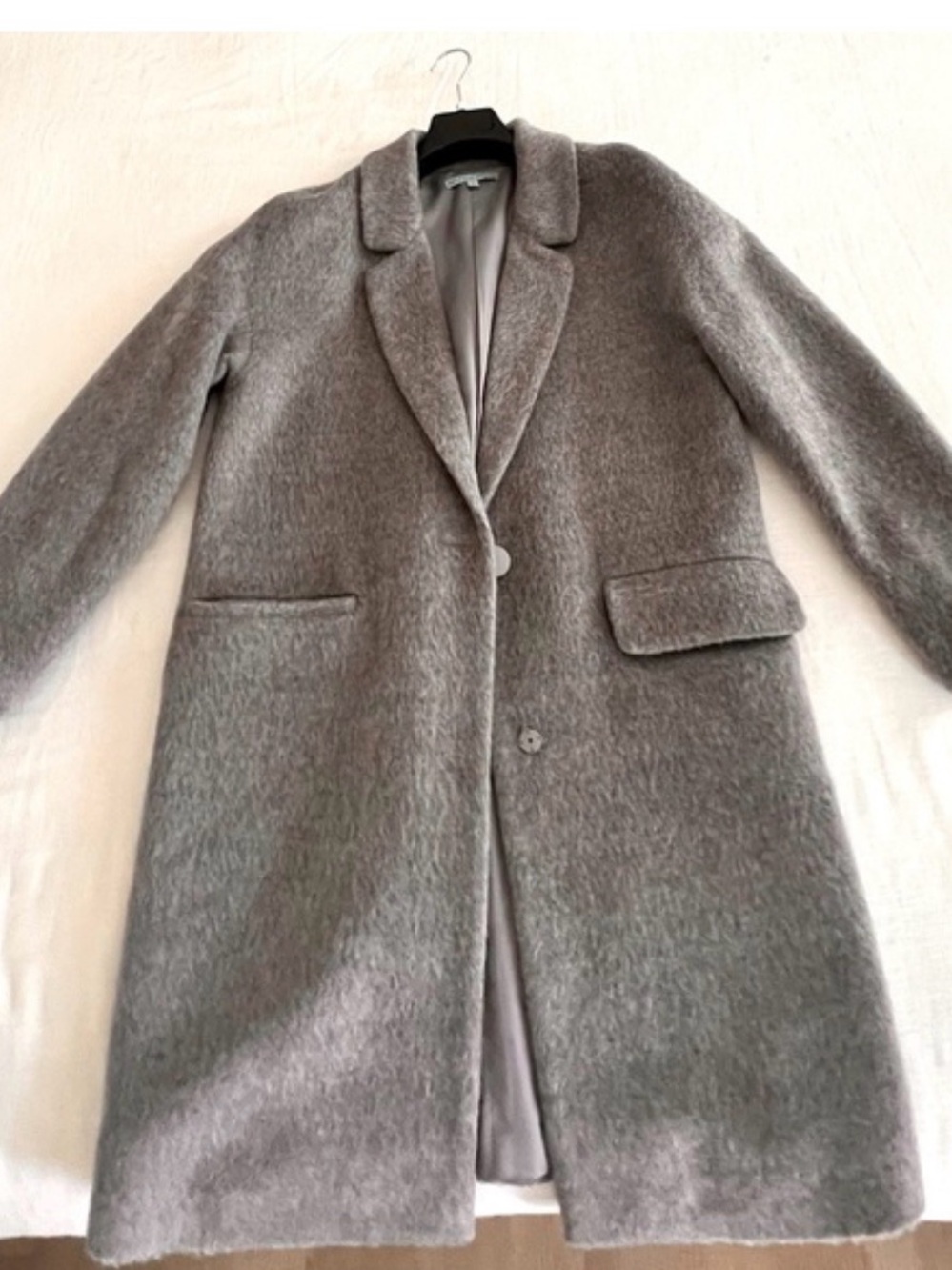 ANTONIO MELANI Grey Single-Breasted Wool-Blend Pea Coat